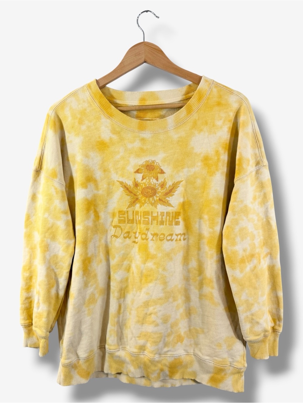 Anthropologie Sun Keep Yellow Tie Dye Sweatshirt Size XS Sunflower Boho Casual